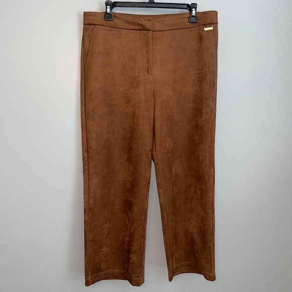 Marc New York Andrew Marc Cognac Faux Suede Wide Leg Pants Size 12 - Picture 2 of 8